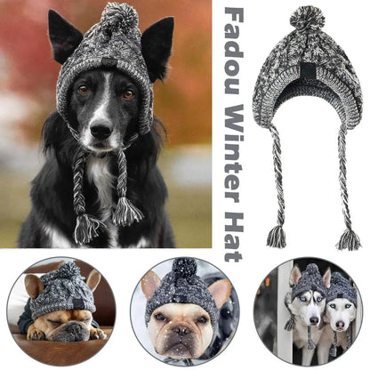 Winter Dog Warm Knitted Hat with Ear Holes