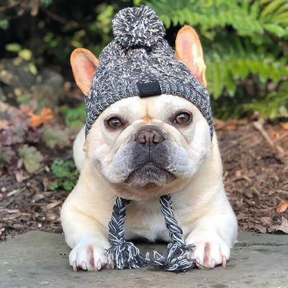 Winter Dog Warm Knitted Hat with Ear Holes